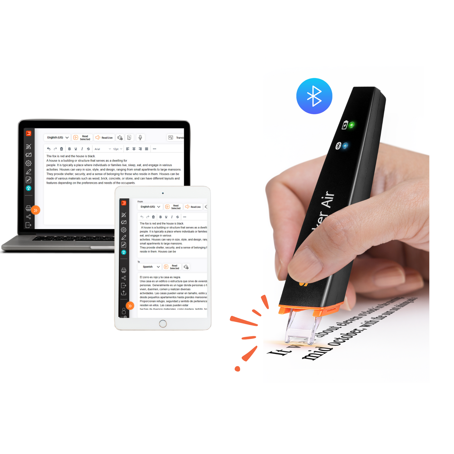 Scanmarker air device and a computer and tablet as reference